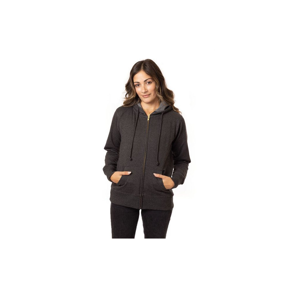 Sweat-shirt à capuche zippé en polaire chinée recyclée biologique pour femme - cHARcOAL - S (D0102H7ZQRT)