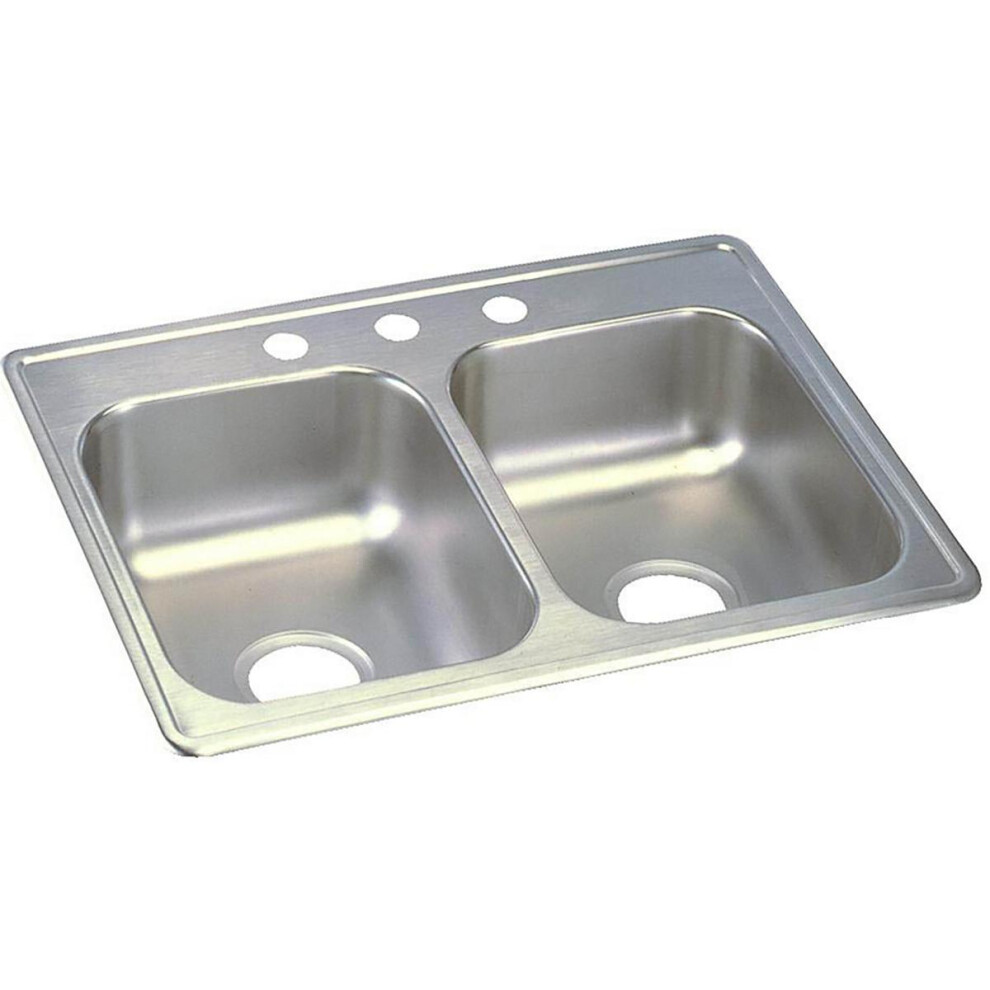 Photos - Kitchen Sink Elkay Dayton Stainless Steel 25 x 19 x 6-5/16 Equal Double Bowl Drop-in Sink B001Q9K40U 