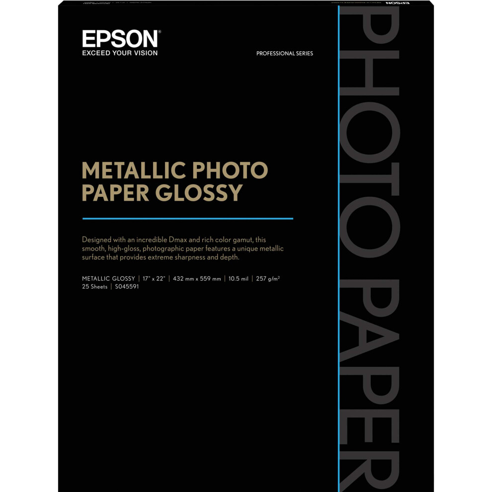 Epson Photo Paper - For Inkjet Print - 17 X 22 - Metallic Glossy - 25 Sheet