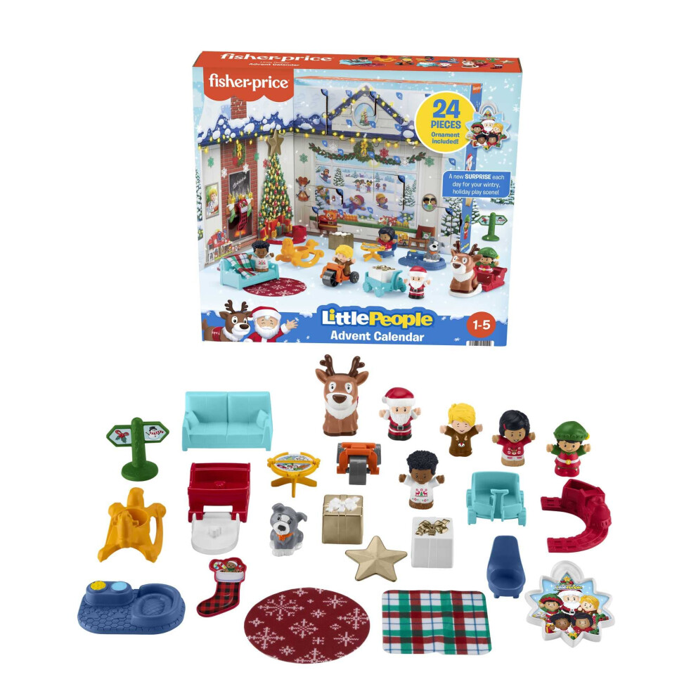 Fisher-Price Little People Advent Calendar Christmas Playset 24 Toys For Pretend Play Gift For Toddlers And Preschool Kids Ages 1 To 5 Years