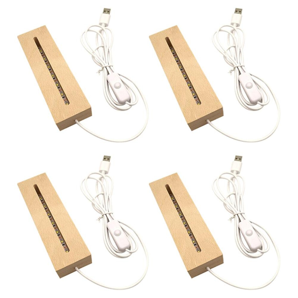 Wooden Rectangle Base,Wood Led Display Base Pedestal Lamp Stand For Acrylic,Crystal,Nig Light
