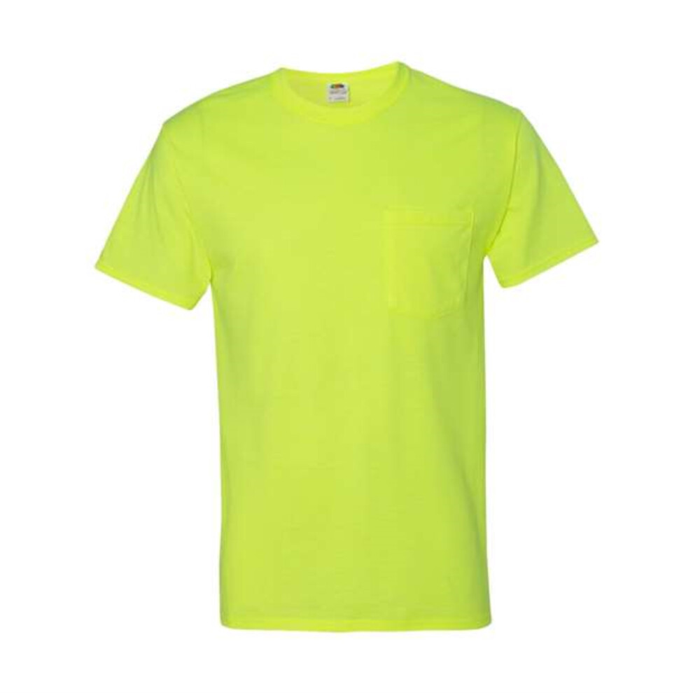 Fruit Of The Loom HD Cotton T-Shirt With A Pocket - Safety Green M