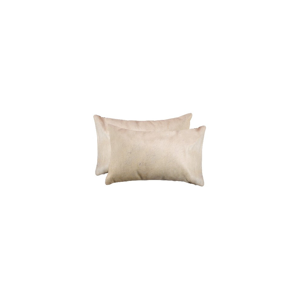 Lot de 2 oreillers en cuir de vache beige 30,5 x 50,8 x 12,7 cm