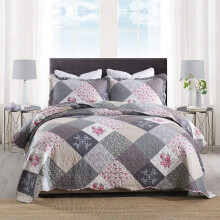 Set de quilt honeilife King Size - 3 piese cuverturi microfibre cu paturi reversibile pentru paturi de pat patchwork set de lenjerie de pat flora