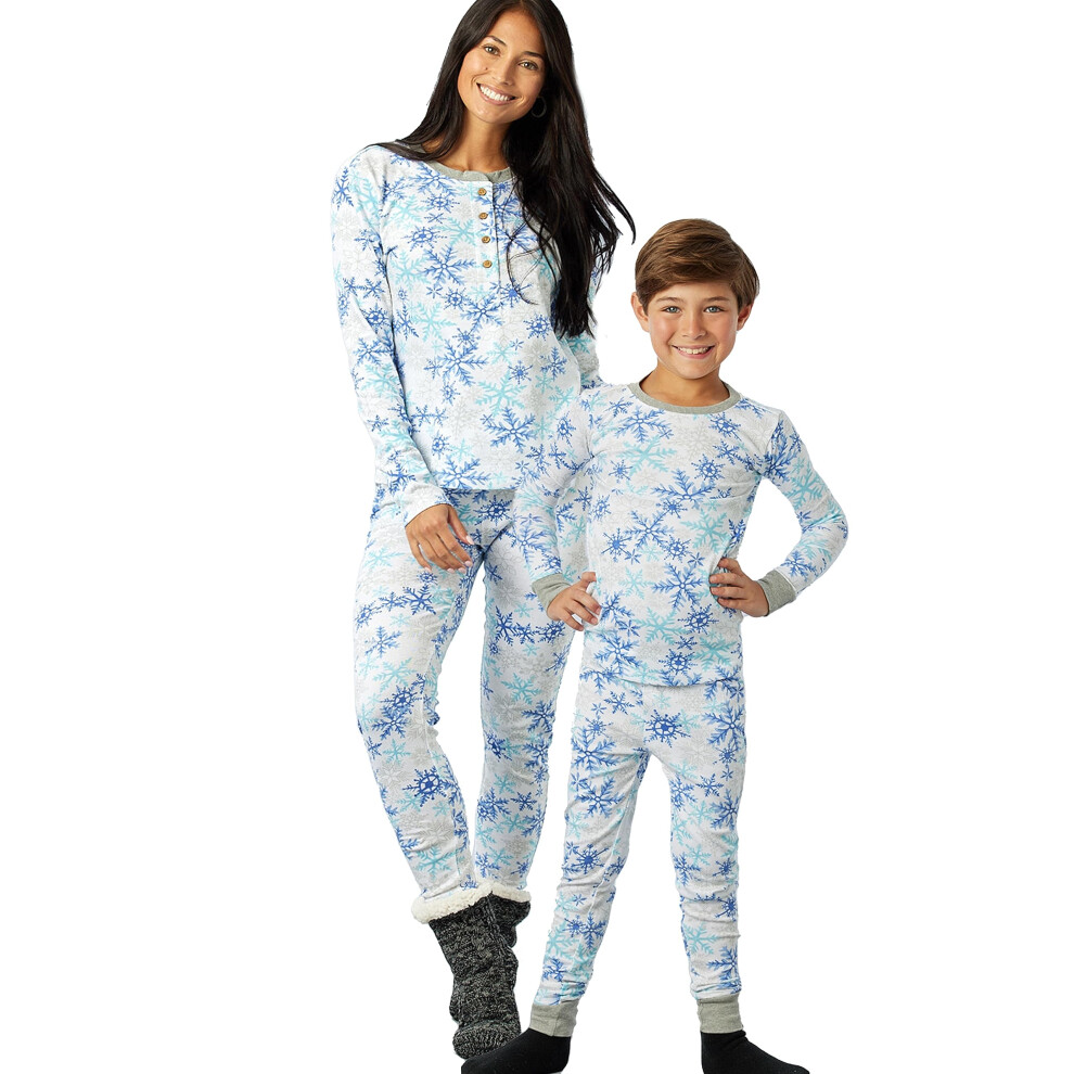 Ensemble de pyjama 2 pi   ces en coton biologique pour b   b    fille HonestBaby, motif flocons de neige tombants, blanc, pour femme, Medium US