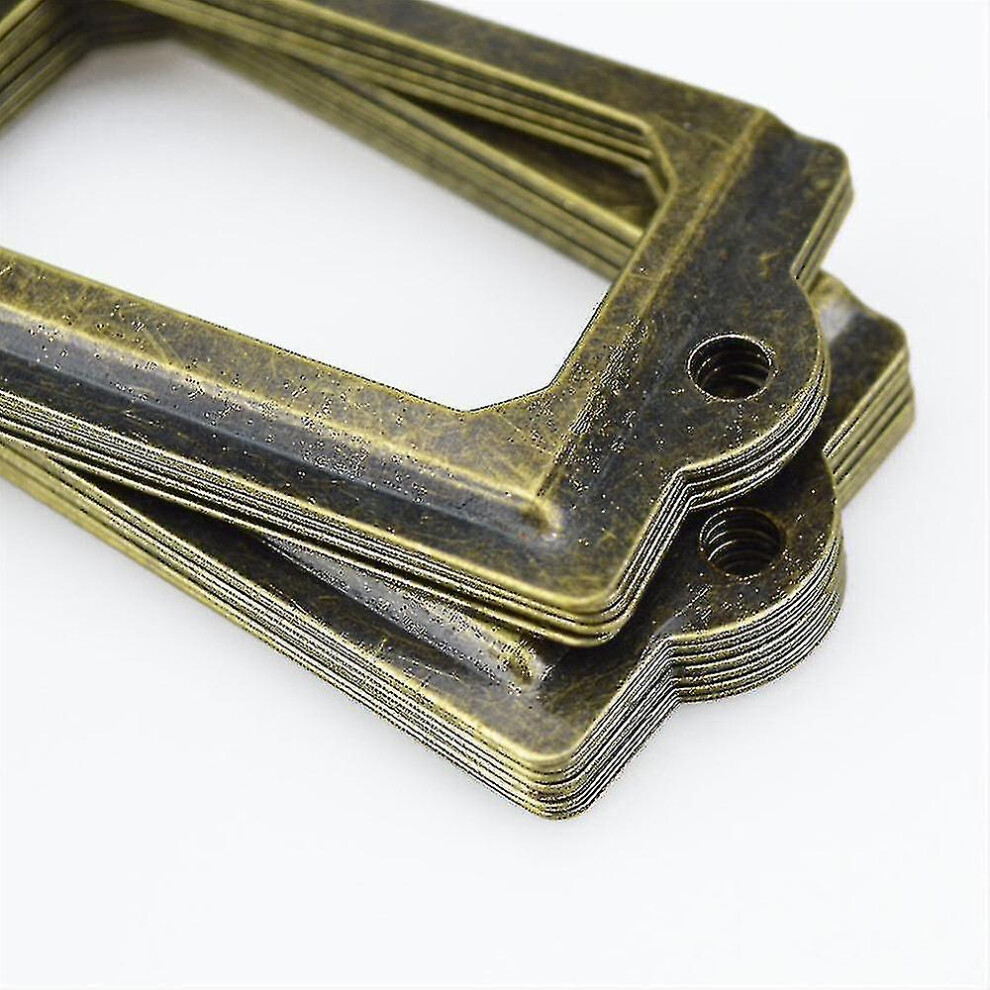 12pcs Antique Brass Metal Label Pull Frame Handle File Name Card Holder
