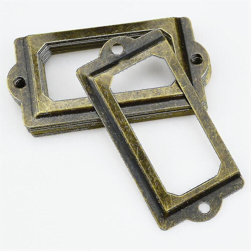 12pcs Antique Brass Metal Label Pull Frame Handle File Name Card Holder 1