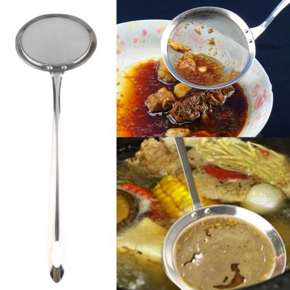 Round Stainless Steel Colander Spoon with Oil Filter