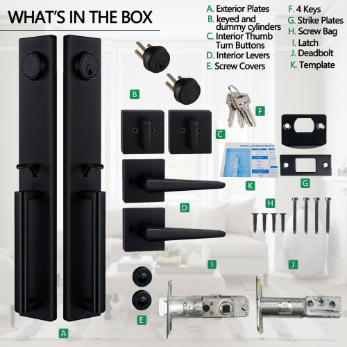 NEWBANG Matte Black Double Door Handle Set 1