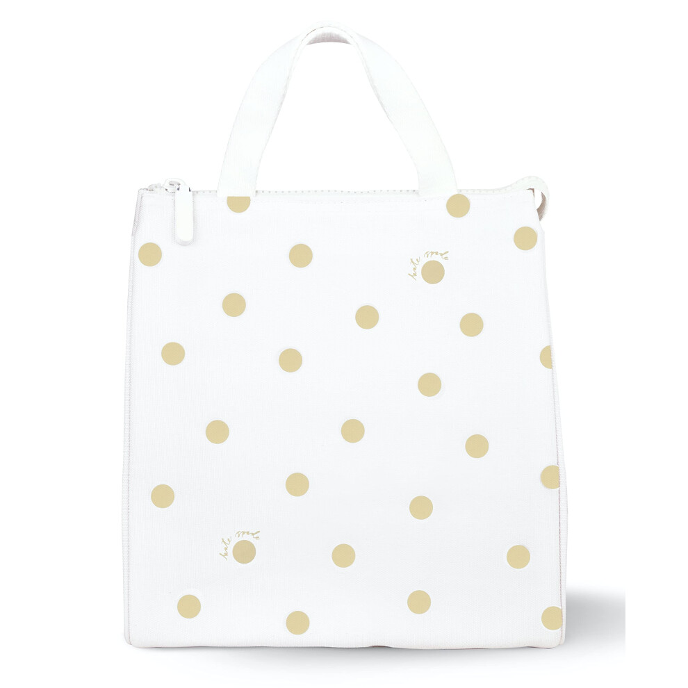 Kate Spade New York Insulated Lunch Tote Small Lunch Cooler Cute Lunch Bag for Women Thermal Bag with Double Zipper Close and Carrying Handle Gold Dot