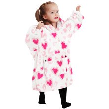 KFUBUO Wearable Blanket Hoodie for Kids Toddlers Sherpa Blanket Sweatshirt With Pocket Cute Hoodies 2-6 Year Old Girl Boy Valentine's Day Gifts for Ki