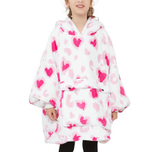 KFUBUO Wearable Blanket Hoodie for Kids Sherpa Patterns Oversized Sweatshirt Blanket With Pocket 6-10 Year Old Girl Boy Valentine's Day Gifts for Kids