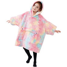 Im Dunkeln leuchtende, tragbare Kapuzendecke fur Kinder, Sherpa-Muster, ubergrosse Sweatshirtdecke mit Tasche, Geburtstagsgeschenke fur 6 10-jahri