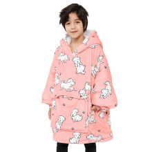 KFUBUO Wearable Blanket Hoodie for Kids Sherpa Dog Patterns Oversized Sweatshirt Blanket with Pocket 6-10 Year Old Girl Boy Birthday Gifts