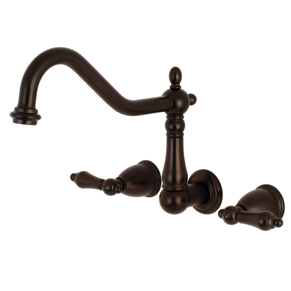 Grifo De Ba Era De Montaje En Pared Kingston Brass KS1025AL Heritage, Bronce Frotado Con Aceite-image