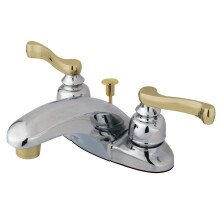 Baterie de baie Kingston Brass KB8624FL 4 inci, cu set central, crom lustruit/alama lustruita