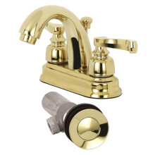 Robinet de baie Kingston Brass KB5612FLB 4 inci, cu set central, alama lustruita