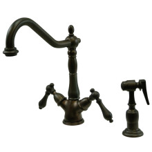 Rubinetto da cucina Kingston Brass KS1235ALBS da 8 pollici in bronzo oliato