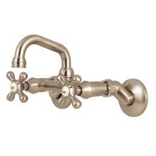 Grifo de barra de dos manijas Kingston Brass KS212SN para montaje en pared, n   quel cepillado