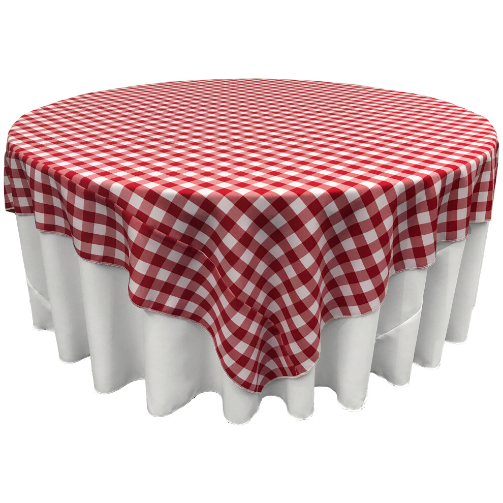 Nappe carr   e     carreaux vichy en polyester LA Linen 72 x 72 pouces, blanche et rouge