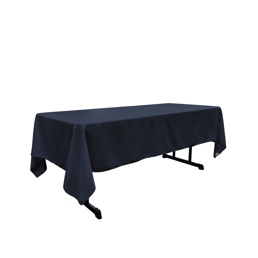 Nappe rectangulaire en popeline de polyester LA Linen 60 x 102 pouces bleu marine