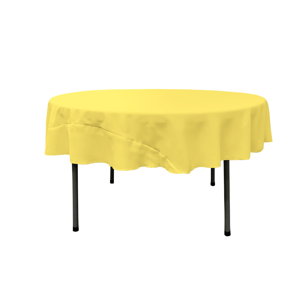 Nappe ronde en popeline de polyester LA Linen, 183 cm, jaune clair