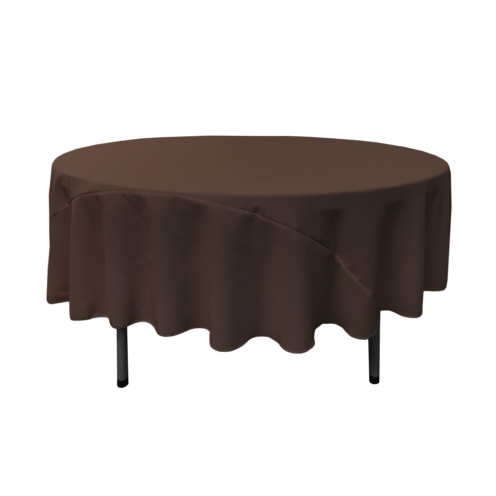 Nappe ronde en popeline de polyester LA Linen, 228 cm, marron