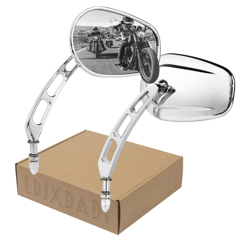 Ldjxdadi Chrome 8Mm Rearview Mirrors For Touring Road Glide Fltrx Electra Glide Flht Road King Flhr Street Glide Flhx Sportster Dyna Softail Models 19 760701752744