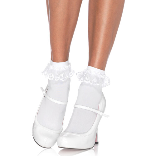 Anklet W/Lace Ruffle O/S WHITE
