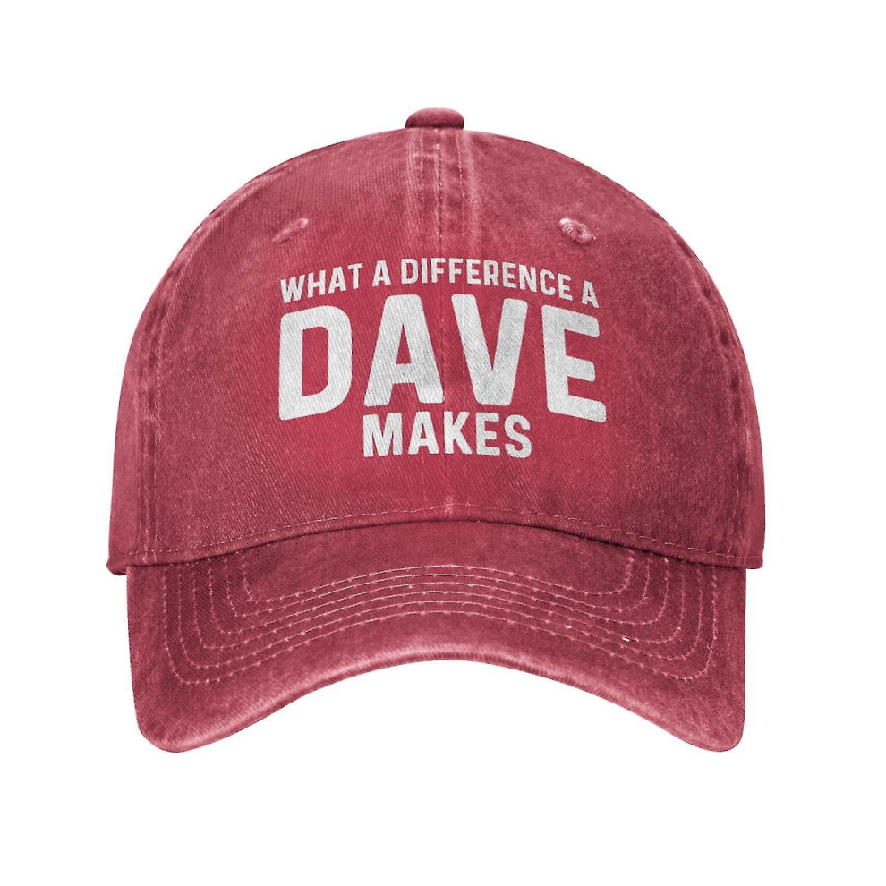 (Red) What A Difference A Dave Makes Hat For Men Dad Hat With Design Hats Baseball Cap Red