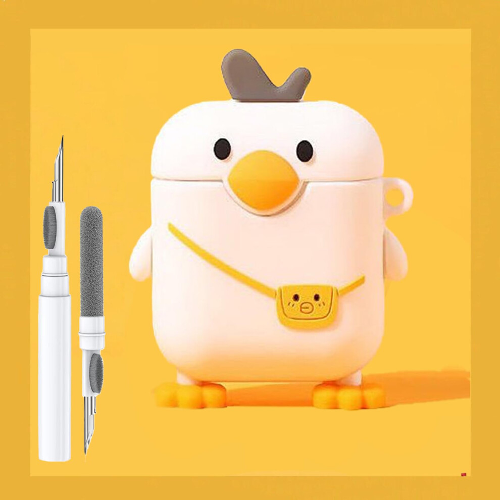 Cute Duck Case For Airpod 2Nd 1St Generation Case Funny 3D Cartoon Kawaii Cool Airpods Cases Cover Skin With Cleaning Kit & Keychain For Apple Air Pod 711523868465