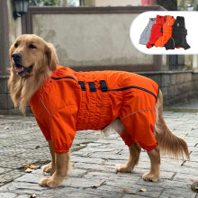 Dogs Waterproof Jacket Lightweight Waterproof Jacket Reflective Safety Dog Raincoat Windproof Snow-Proof Dog Vest for Small Medium Large Dogs Orange