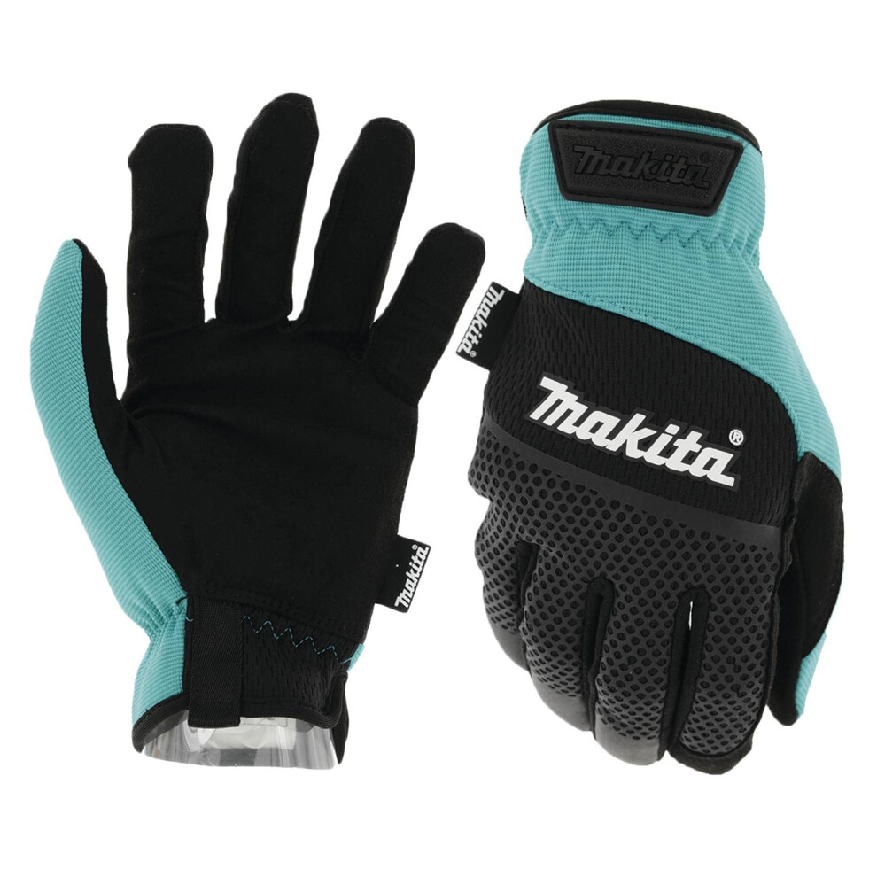 Makita Unisex T 04167 Open Cuff Flexible Protection Utility Work Gloves Large Teal/Black Large US