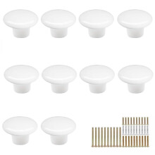 Marstree 10pcs Vintage Ceramic Door Knobs Round Shape Drawer Cupboard Locker Pulls Handles Wardrobe Drawer Cabinet Home Kitchen Hardware (White)