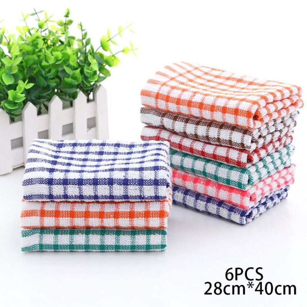 6pcs Cotton Kitchen Towel Absorbent Clean Dish Towels Kichen Cleaning Supplies