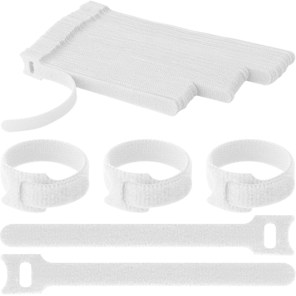 Pasow 60Pcs Fastening Microfiber Cloth Cable Ties Wire Management 6/7/8 Inch White 7909792166662