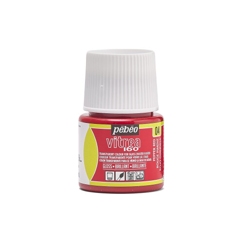 Glasfarbe - Pébéo - Vitrea 160 - Pfeffrigrrot - 45 ml - Glänzend