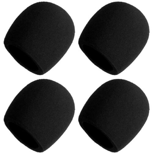 Performance Plus Deluxe Foam Ball Style Microphon Windscreen 4 Pack | Sort (WS-4 BK) 1