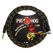 Pig Hog """"Rasta Stripes"""" v?vet jakke Tour Grade instrumentkabel 20 fod retvinklet