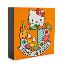 Sanrio Hello Kitty Trick Or Treat Wooden Box Sign 6 x 6 Inches