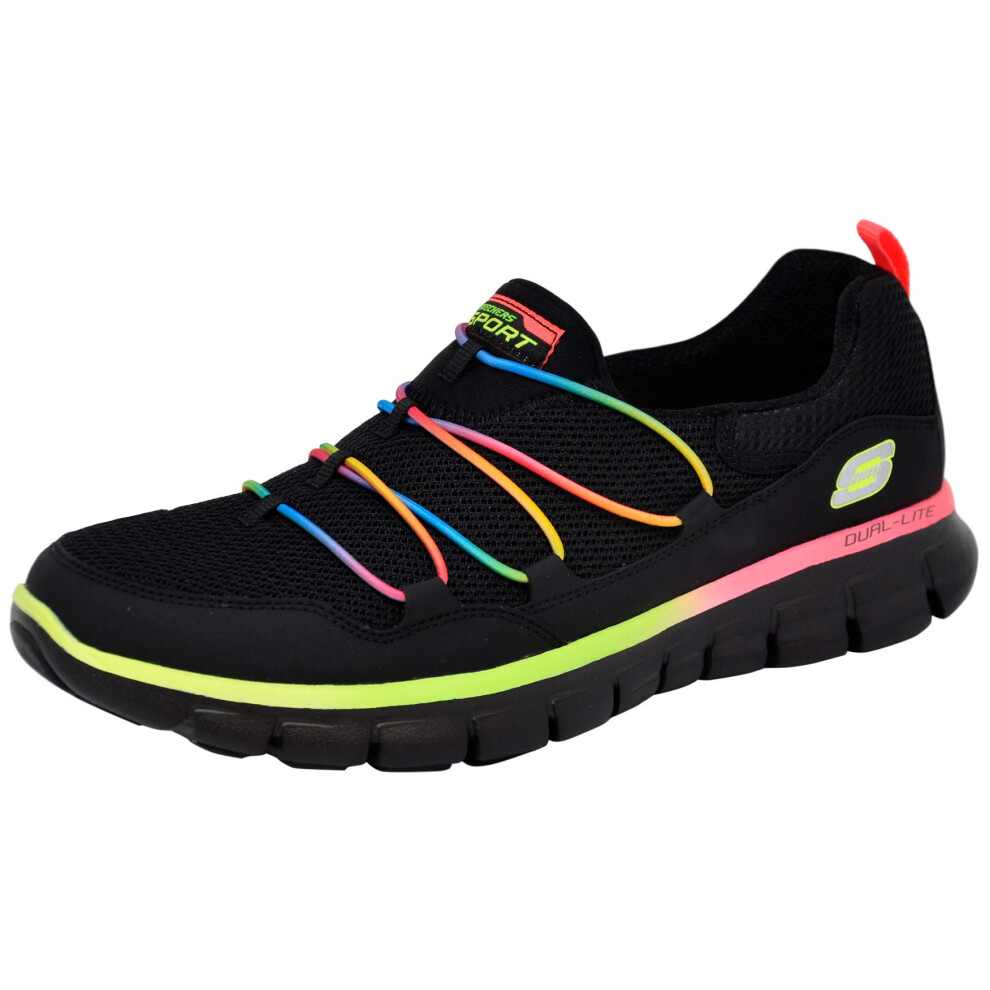 Skechers Sport Women's Loving Life Memory Foam Fashion Sneaker Black/Black/Multi 8