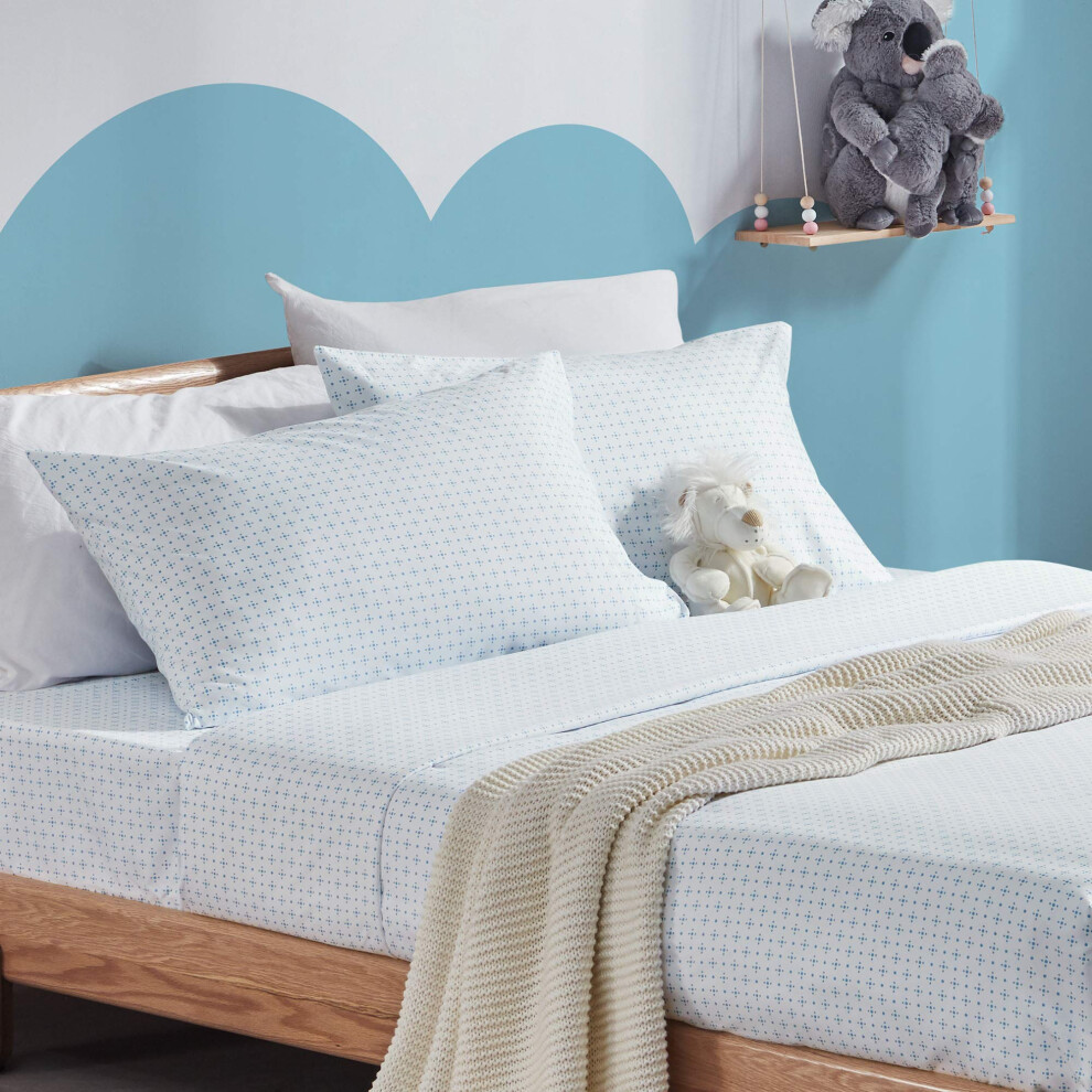 Parure de lit queen size SLEEP ZONE (4 pi  ces    pois bleus)     Parure de draps en microfibre douce, confortable et durable pour enfants