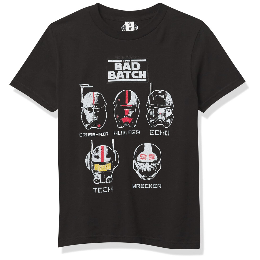 Star Wars Bad Batch Helmet Group Boy's Premium Solid Crew Tee Black Medium