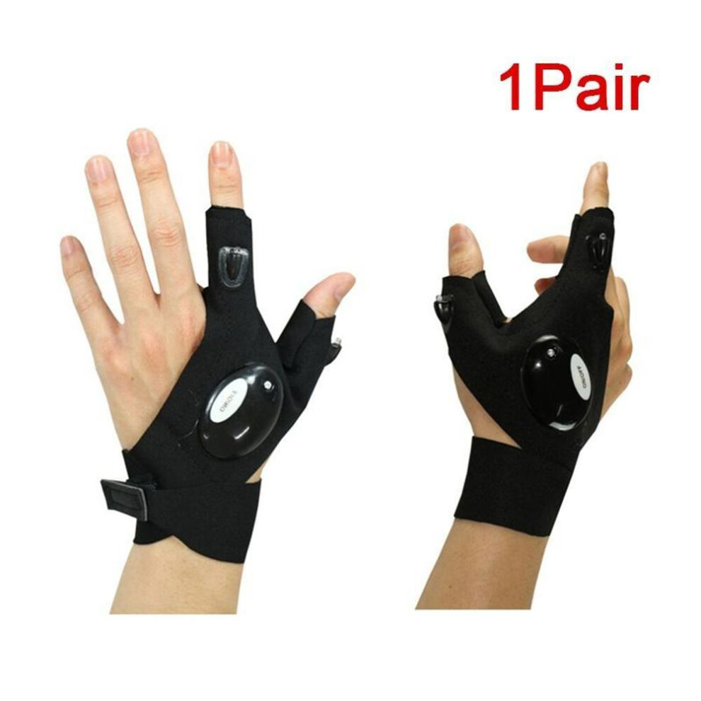 (Pair) Night Light Waterproof Fishing Gloves With Led Flashlight Outdoor Gear Cycling Practical Durable Fingerless Gloves