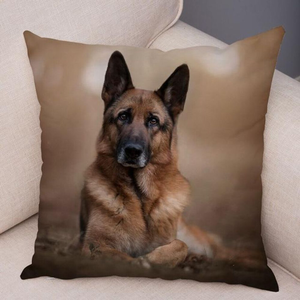 (as the picture, 45*45cm) German Shepherd Dog Pillowcase Super Soft Short Plush Cushion Cover for Sofa Home Pillow Case Decor Pet Animal 45*45cm Covers