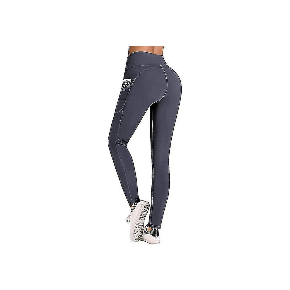 (grey, L) Iuga Yoga Pants With Pockets, Workout Running Leggings With Pockets For Women