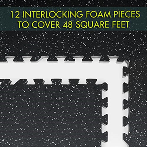 Rubber Top Exercise Puzzle Mat Grey 1/2-in 48sqft 2