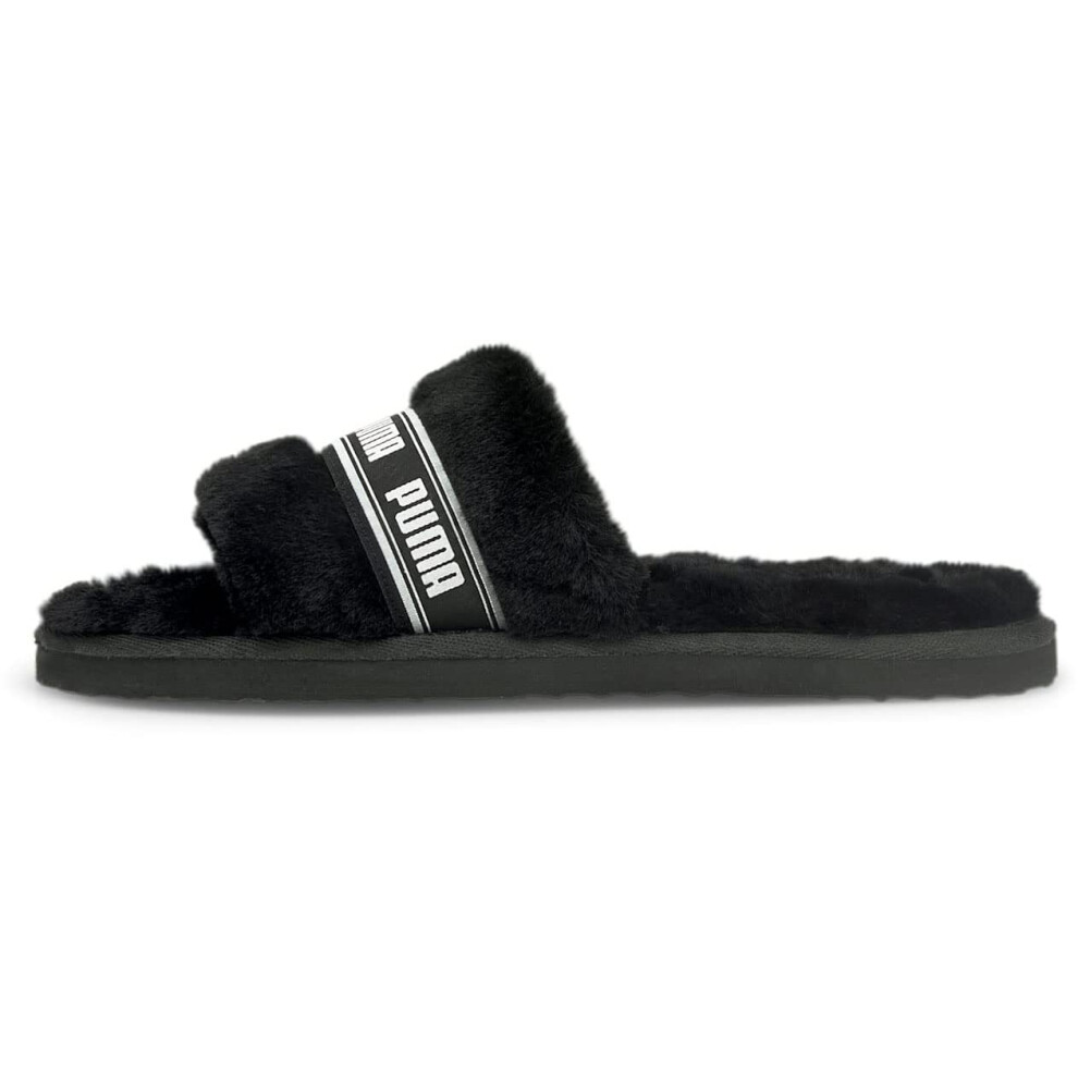 PUMA Women's PUMA FLUFF Slide Puma Black-Puma White 9