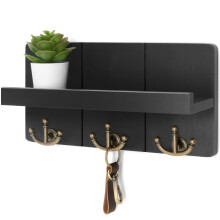 Rebee Vision Cle decorative et porte-courrier pour mur: organisateur de courrier de ferme avec etagere flottante et 3 crochets de cles d'ancrage