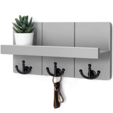 Rebee Vision Decorative Key Solder for Wall: Elegant monture murale organisatrice de courrier de la ferme avec etagere flottante et 3 crochets cl